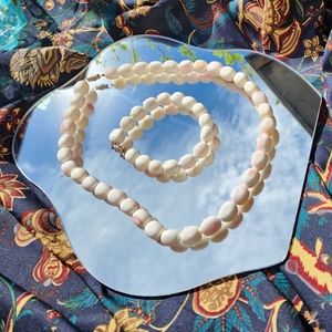 Genuine Pink Conch Necklace & Bracelet Set